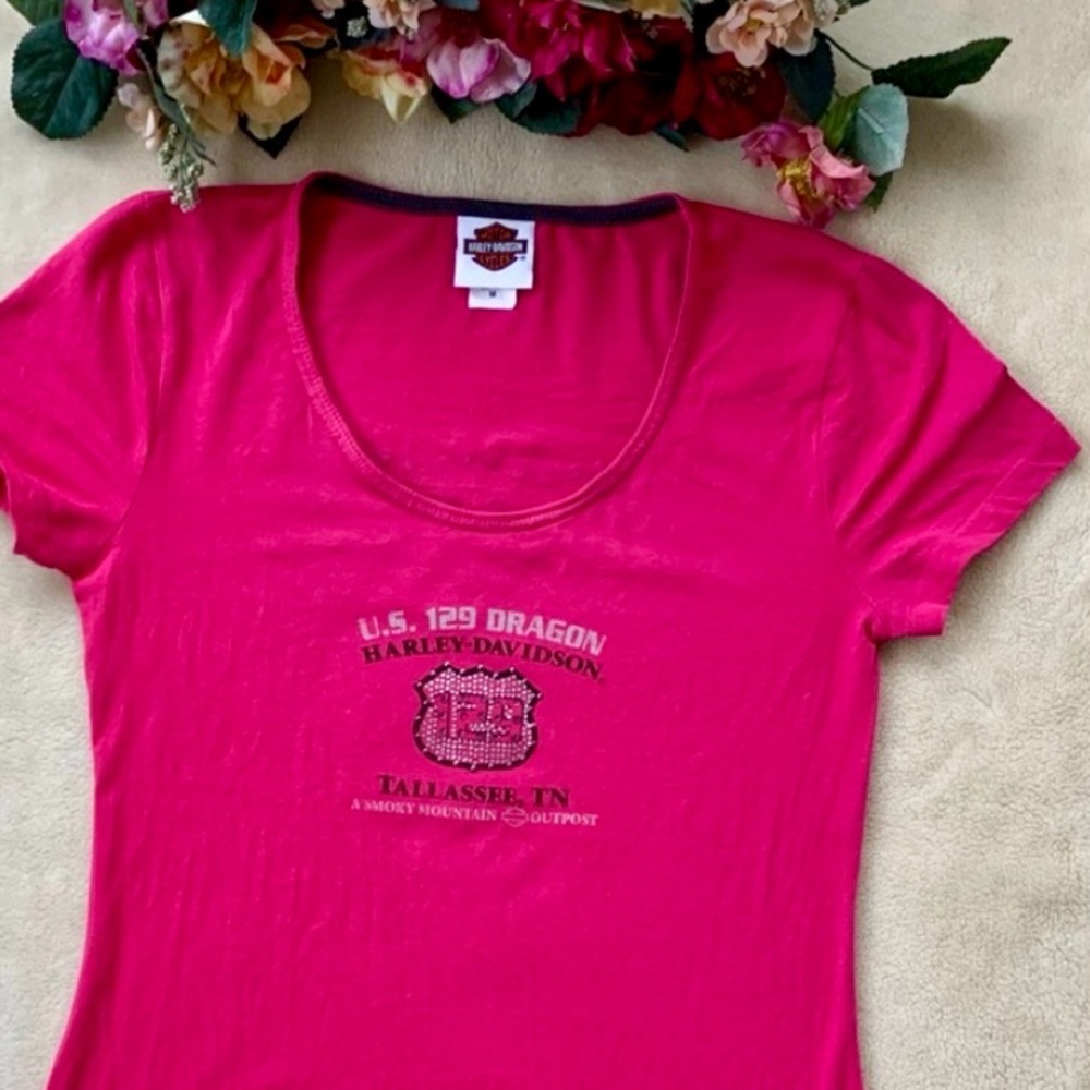 Harley-Davidson ladies Pink and Purple T-Shirts. Both together